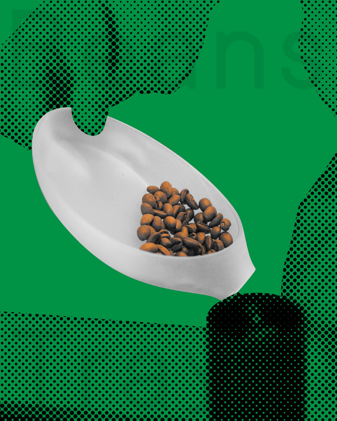 Origami Beans Tray en uso con café en grano